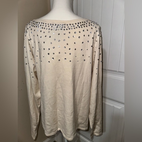 linea by louis dell'olio jeweled lightweight sweater - Picture 6 of 12